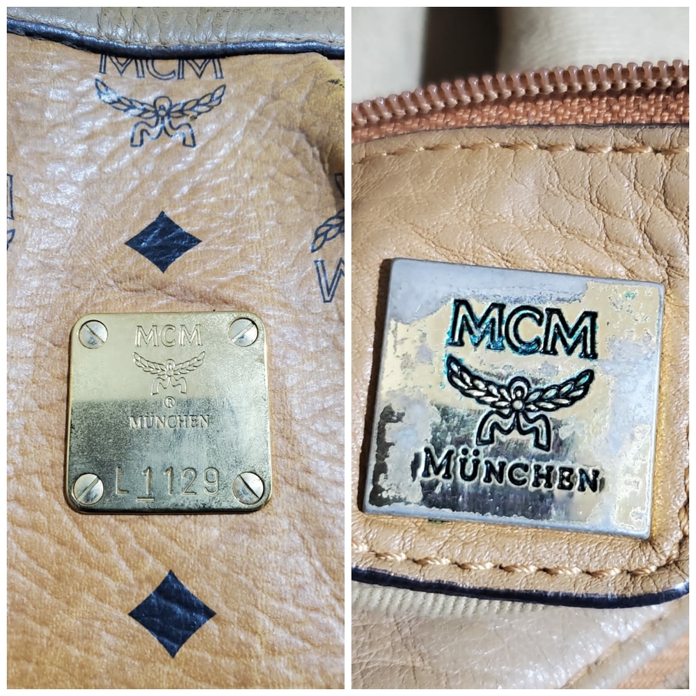 MCM Cognac Visetos Leather Satchel Bag - Picture 3 of 10